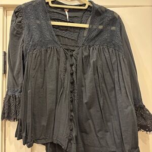 FREE PEOPLE Lace Trimmed Women's Top